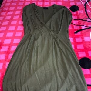 Olive green v-neck dress